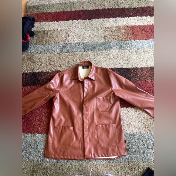 Faux Leather Brown Coat - great condition, only worn once! (Large) - Picture 2 of 3